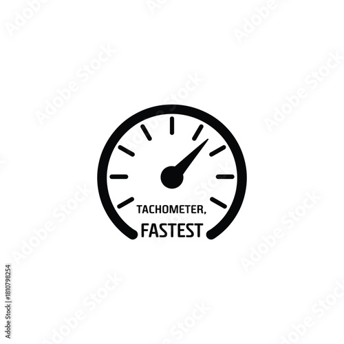 Tachometer Showing Fastest Speed in Black on Transparent Background Speedometer
