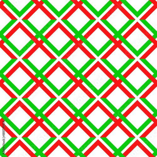 Interlacing Red and Green Pattern Seamless Background. Festive Christmas Woven Fabric Texture.