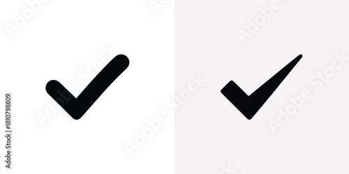 Two Black Check Marks on a White Background Representing Approval and Confirmation Symbols