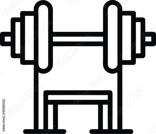 Outline bench press icon for fitness and sports designs