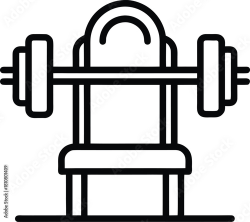 Outline bench press icon design for fitness and gym use