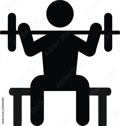 Bench press silhouette icon for fitness and gym use