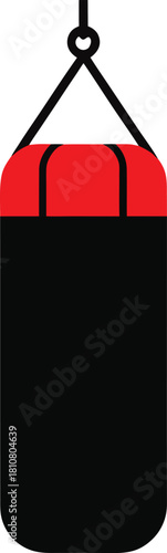 Punching bag silhouette vector icon for fitness and sports