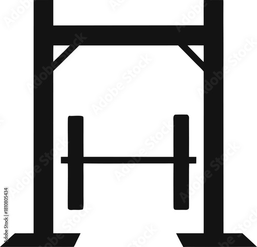 Silhouette of a gym squat rack icon on white background