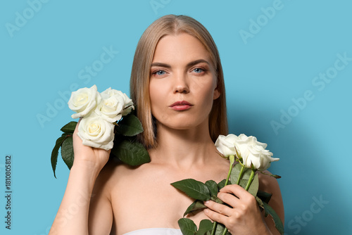 Beautiful blonde woman with...