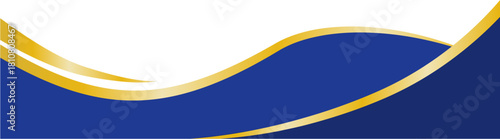 Elegant Blue and Gold Curved Border, Curved Blue Gold Banner Frame for Template Design, Luxury Blue Gold Corner Decoration Element