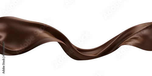 A flying dark brown silk fabric flag background. Smooth, elegant chocolate satin isolated on a background for a grand opening ceremony. A vertical image of flying dark brown silk.