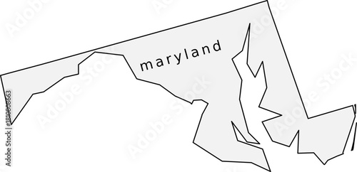 Editable vector silhouette map of Maryland(MD) - SVG outline, printable & commercial use
