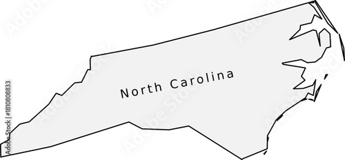 Editable vector silhouette map of North Carolina(NC) - SVG outline, printable & commercial use