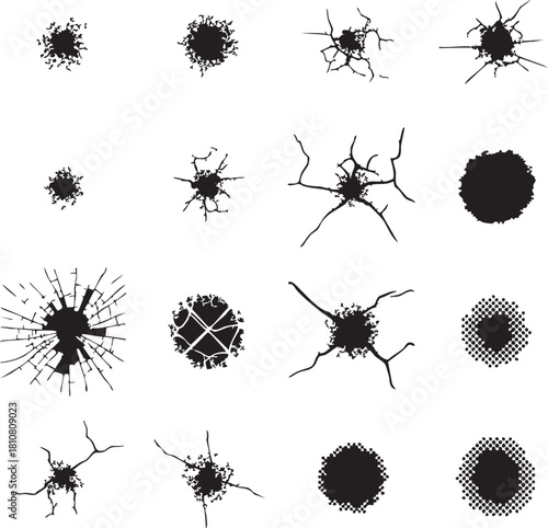 A set of black vector silhouettes of spider and spider web icons along with various insects like ant, mosquito, beetle, butterfly, bee, and fly for design and decoration