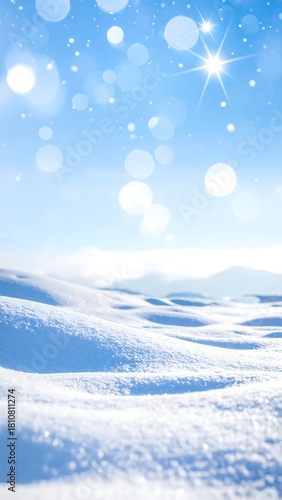 Wallpaper Mural Snow-covered landscape with gentle hills beneath a starry, bokeh-filled sky Torontodigital.ca