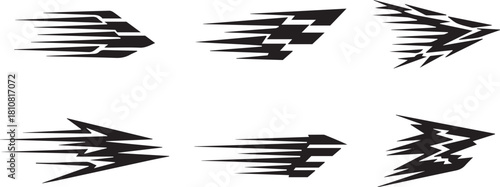 Abstract racing speed line elements, black and white racing checkered, dynamic motion arrows speed trails and abstract speed graphics 