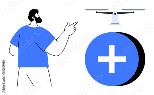 quadcopter technology. Quadcopter for medical application and innovation with human interaction. Drone technology transforming healthcare delivery, logistics, and emergency response systems. Tech