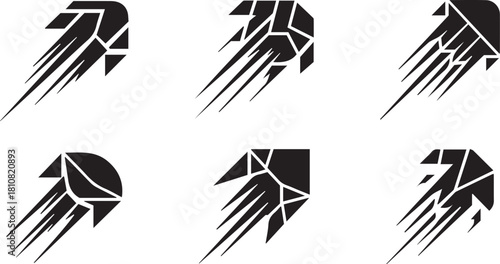 Abstract racing speed line elements, black and white racing checkered, dynamic motion arrows speed trails and abstract speed graphics 