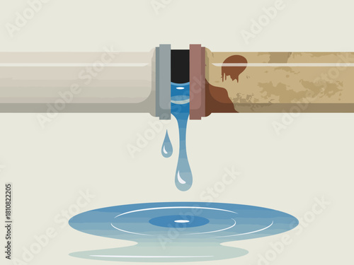 This image depicts a leaking pipe, highlighting urgent maintenance needs, symbolizing the importance of upkeep and the impact of neglect in household management.