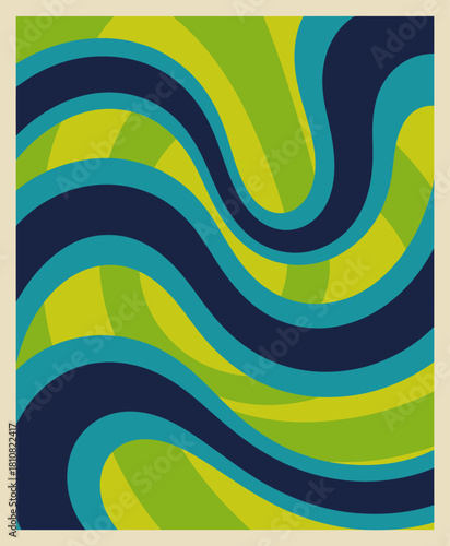 This image features an eye-catching abstract design with vibrant curves in shades of blue and green, creating a dynamic flow that draws in the viewer's attention easily.