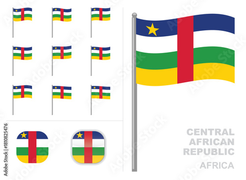 Central African Republic Flag Africa Country Waving Animation App Icon Vector