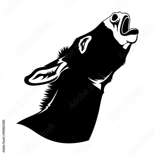 Braying Donkey Silhouette Vector Illustration