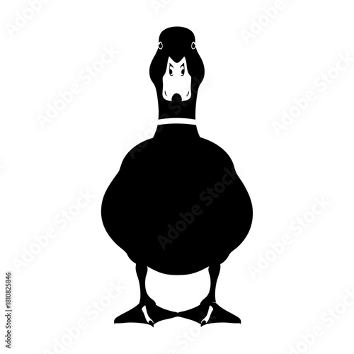 Duck Standing Front View Silhouette Vector Graphic