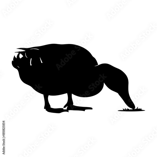 Duck Pecking Ground Silhouette Vector Art