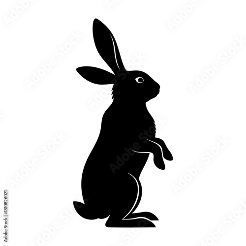 Rabbit Standing on Hind Legs Silhouette Vector