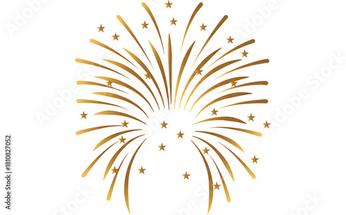 Illustration of a round firework exploding with long orange-gold/yellow streaks