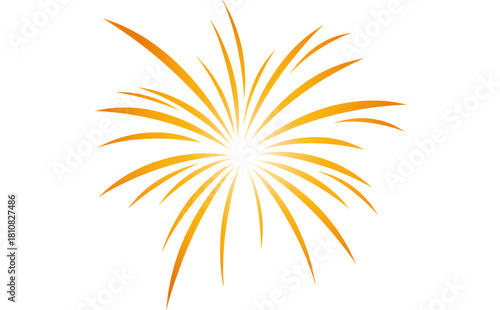 Illustration of a round firework exploding with long orange-gold/yellow streaks