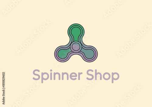This logo design features a modern spinners' symbol, ideal for trendy shops selling fidget toys, promising a blend of fun, creativity, and market appeal.