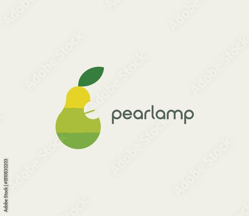 A modern logo design that creatively combines the silhouette of a pear with a clean font type expressing the brand name. It symbolizes freshness and innovation.