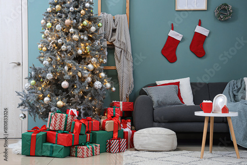 Interior of festive room wi...