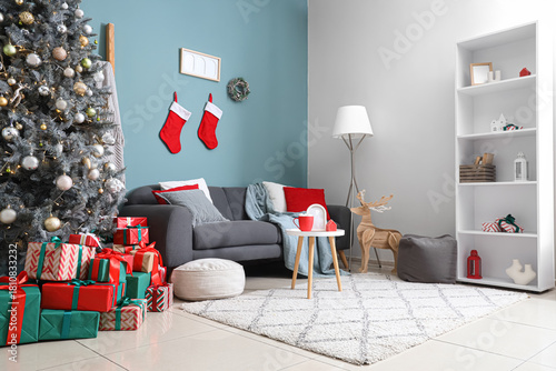 Interior of festive room wi...