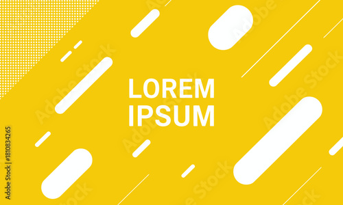 This vibrant yellow background features a playful arrangement of bold shapes and the phrase 'Lorem Ipsum' that showcases modern graphic design principles and vibrant aesthetics.