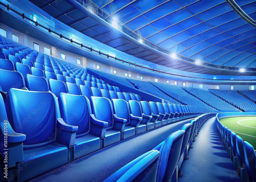 Fototapeta premium A Royal Treatment Lavish Blue Stadium Seats Beckon Fans to a World of Elegance and Sport