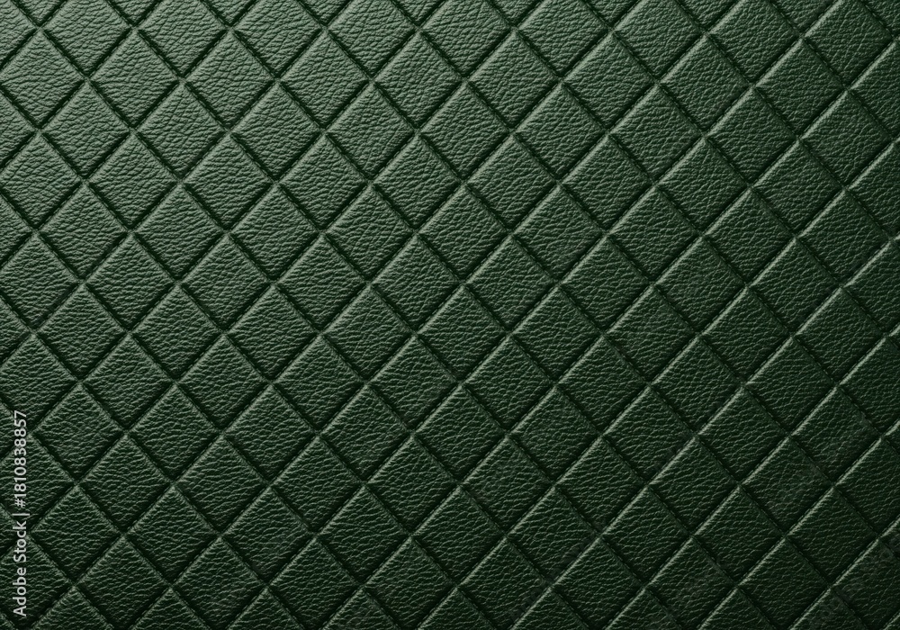 Obraz premium Premium dark green quilted leather texture background featuring a seamless diamond pattern