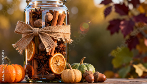 Rustic Autumn Spice Jar Arrangement