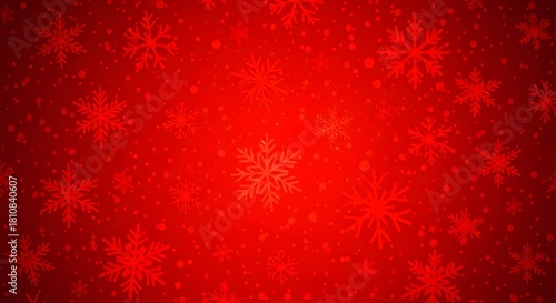 Festive red christmas background with delicate snowflakes, creating a warm and inviting atmosphere for holiday celebrations and winterthemed designs