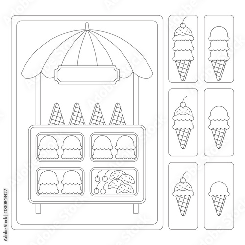 Ice Cream Shop Pretend Play Printable – Line Art