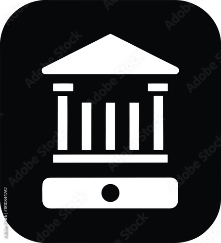 Modern black mobile banking app icon design with financial elements isolated on transparent background