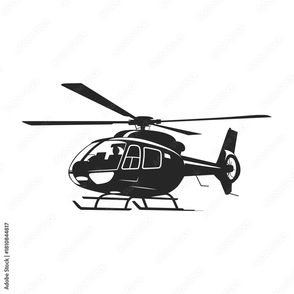 Fototapeta premium Simple Silhouette Detailed Helicopter Aviation Transport Aircraft Flying Machine Icon