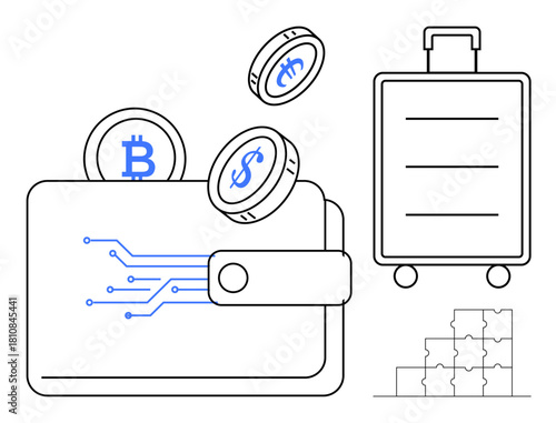 Cryptocurrency concept. Cryptocurrency wallet Bitcoin and blockchain technology. Cryptocurrency modern finance, digital currency, and financial transactions. For fintech, blockchain, online payments