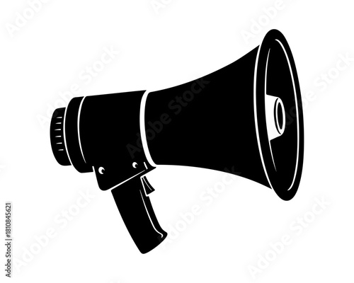Clean vector icon of a classic megaphone, ideal for illustrating concepts of public speaking, sound amplification, urgent information, and impactful announcements
