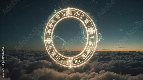 Wallpaper Mural Mystical Circle, Magic Portal Above Clouds, Fantasy Sky, Dreamscape Torontodigital.ca