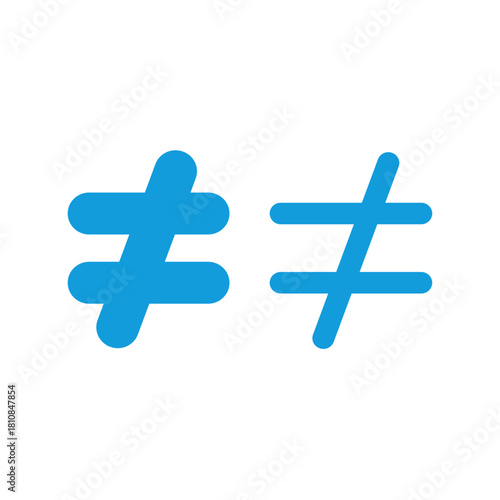 blue unequal sign