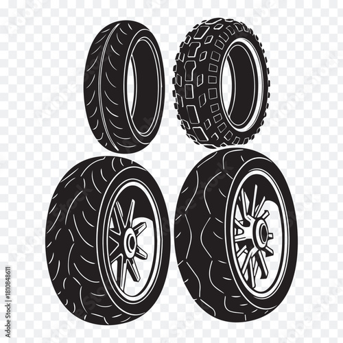 Motorcycle tires set automotive rubber for different roads and weather conditions