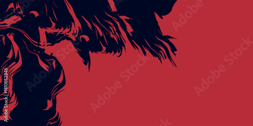 Red halftone dots blue color pattern gradient grunge texture background.