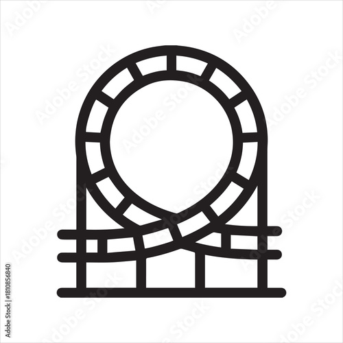 Rollercoaster track loop outline icon vector