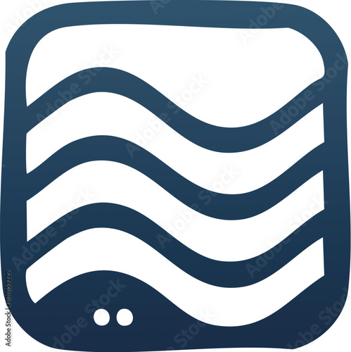 Abstract wavy lines within a square, representing water or a flowing element, in a simplified style