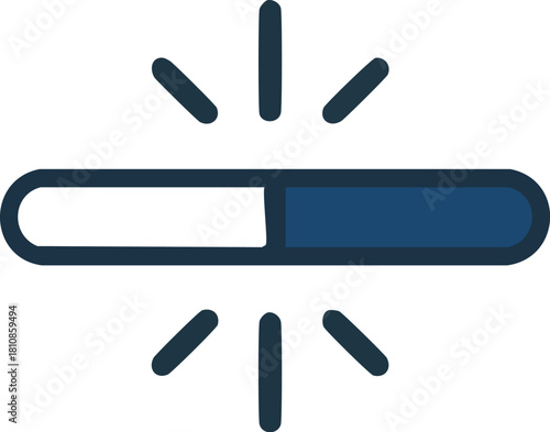 Minimalist loading progress bar icon symbolizing a system update, data download, or installation status on a digital user interface element