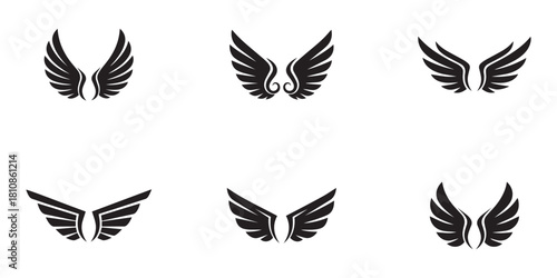 black wing icon set