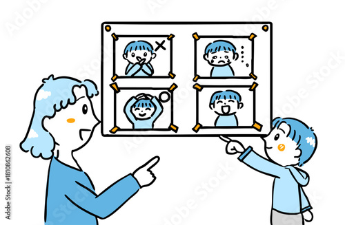 感情カードを使って気持ちを学ぶ子どもと支援員